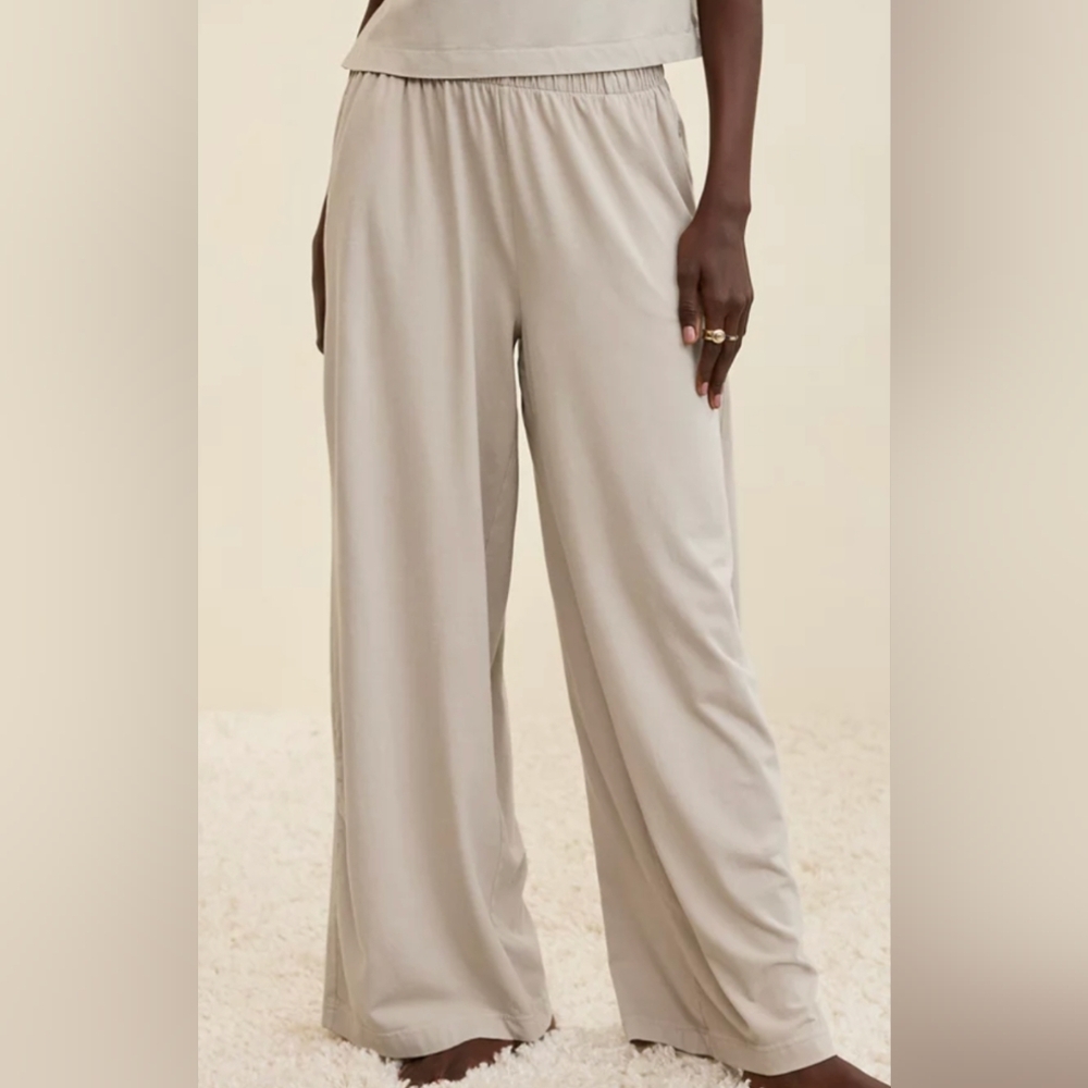 H&M pull on wide leg pants trousers beige large